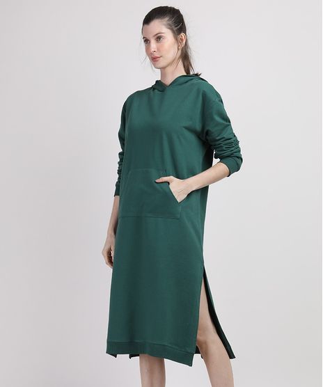 Vestido-Blusao-de-Moletom-Feminino-Mindset-Midi-com-Capuz-e-Bolso-Manga-Longa-Verde-Escuro-9951156-Verde_Escuro_1