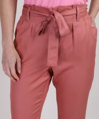 Calca-Feminina-Clochard-Cintura-Super-Alta-Alfaiatada-com-Faixa-para-Amarrar-Rosa-Escuro-9950889-Rosa_Escuro_4