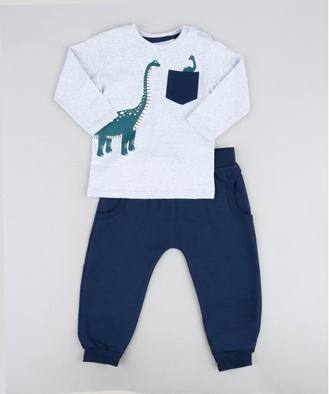 Camiseta-Infantil-Dinossauro-com-Bolso-Manga-Longa--Cinza-Mescla-Claro-9929720-Cinza_Mescla_Claro_1