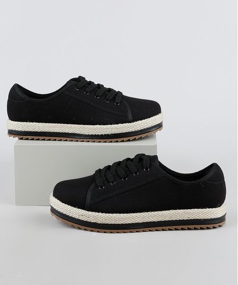 tênis feminino vizzano flatform em suede tratorada preto