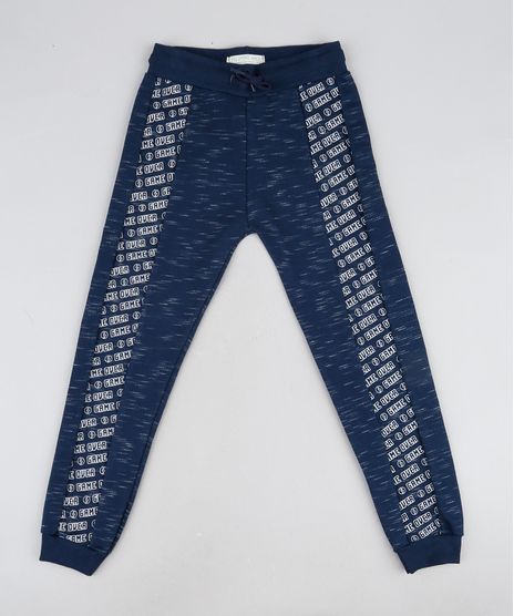 Calca-de-Moletom-Infantil-Mescla-Jogger-com-Recorte-Azul-Marinho-9945150-Azul_Marinho_1
