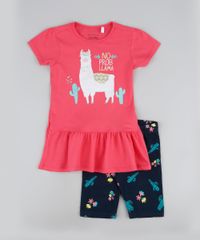 Conjunto-Infantil-Blusa-Estampada-de-Lhama-e-Babado-Rosa---Bermuda-Floral-Ciclista-Preta-9942981-Preto_1