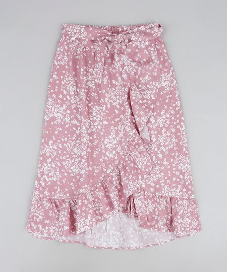 Saia-Infantil-Midi-Estampa-de-Florezinhas-com-Babado-Rosa-Claro-9950181-Rosa_Claro_1