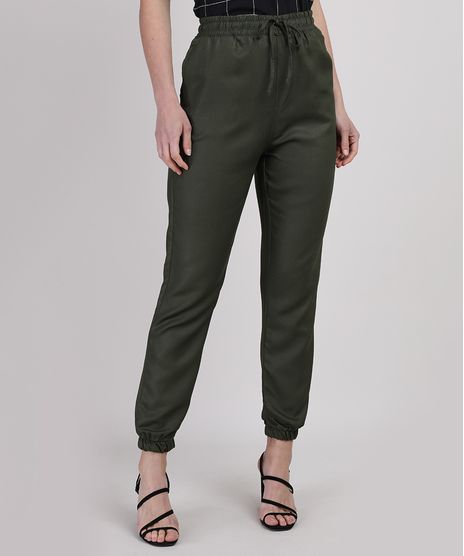 Calca-Feminina-Jogger-Cintura-Super-Alta-com-Amarracao-Verde-Escuro-9950894-Verde_Escuro_1