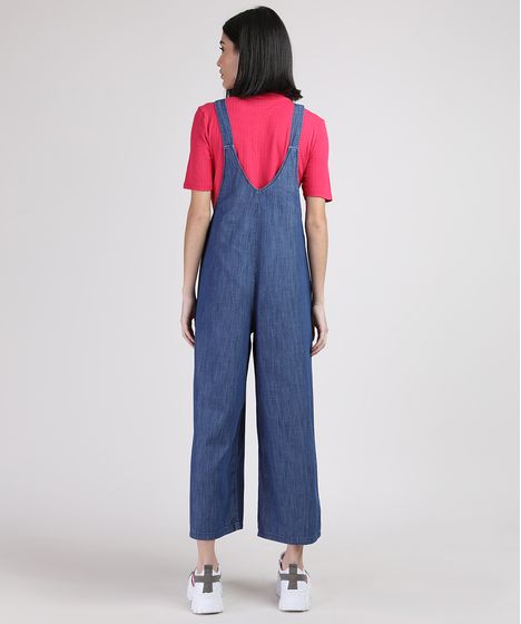 macacão jeans pantacourt