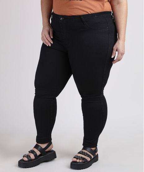 Calca-de-Sarja-Feminina-Plus-Size-Sawary-Cigarrete-Cintura-Alta-Preta-9945254-Preto_1