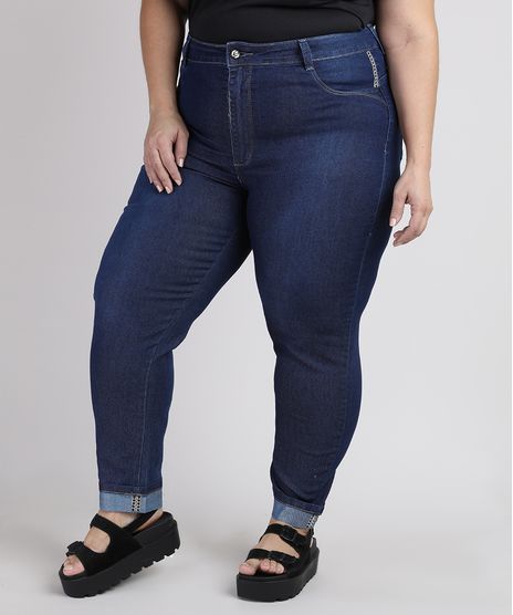 Calca-Jeans-Feminina-Plus-Size-Sawary-Cropped-Cintura-Alta-Barra-Dobrada-com-Strass-Azul-Escuro-9945255-Azul_Escuro_1