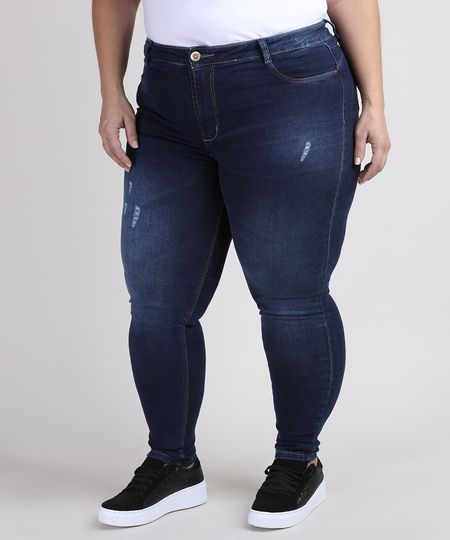 Calca-Jeans-Feminina-Plus-Size-Sawary-Cigarrete-Push-Up-Cintura-Alta-com-Puidos-Azul-Escuro-9945252-Azul_Escuro_1