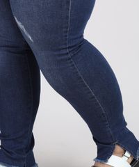 Calca-Jeans-Feminina-Plus-Size-Sawary-Super-Skinny-Push-Up-Cintura-Alta-com-Puidos-e-Barra-Desfiada-Azul-Escuro-9950591-Azul_Escuro_4