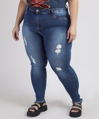 Calca-Jeans-Feminina-Plus-Size-Sawary-Cigarrete-Cintura-Alta-com-Rasgos-e-Barra-Desfiada-Azul-Escuro-9945253-Azul_Escuro_1