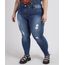 Calca-Jeans-Feminina-Plus-Size-Sawary-Cigarrete-Cintura-Alta-com-Rasgos-e-Barra-Desfiada-Azul-Escuro-9945253-Azul_Escuro_1