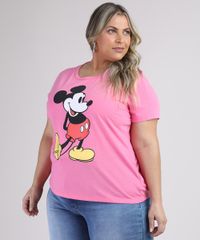 Blusa-Feminina-Plus-Size-Mickey-Manga-Curta-Decote-Redondo-Rosa-9951040-Rosa_1