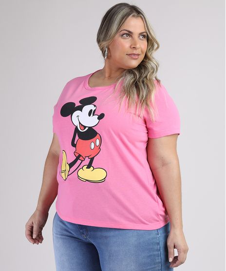 Blusa-Feminina-Plus-Size-Mickey-Manga-Curta-Decote-Redondo-Rosa-9951040-Rosa_1