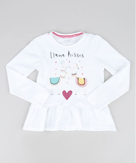 Blusa-Infantil-Lhama-Kisses-com-Paete-e-babado--Manga-Longa-Decote-Redondo-Off-White-9946076-Off_White_1