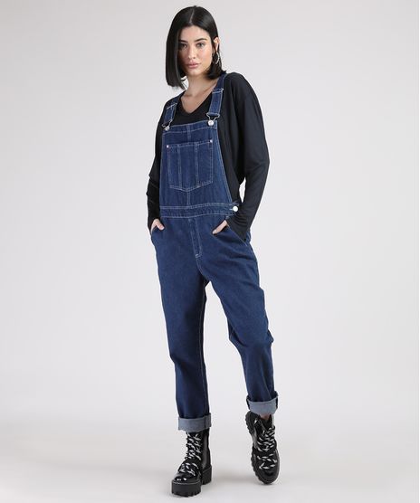 Macacao-Jeans-Feminino-Relaxed-com-Bolsos-Azul-Escuro-9946100-Azul_Escuro_1