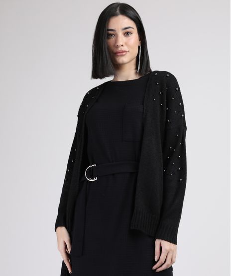 Cardigan-de-Trico-Feminino-com-Aviamento-Metalizado-Preto-9945806-Preto_1