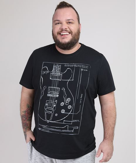Camiseta-Masculina-Plus-Size-Guitarra-Manga-Curta-Gola-Careca-Preta-9951579-Preto_1