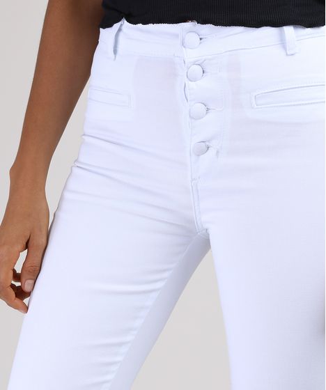 calça jeans cintura alta branca