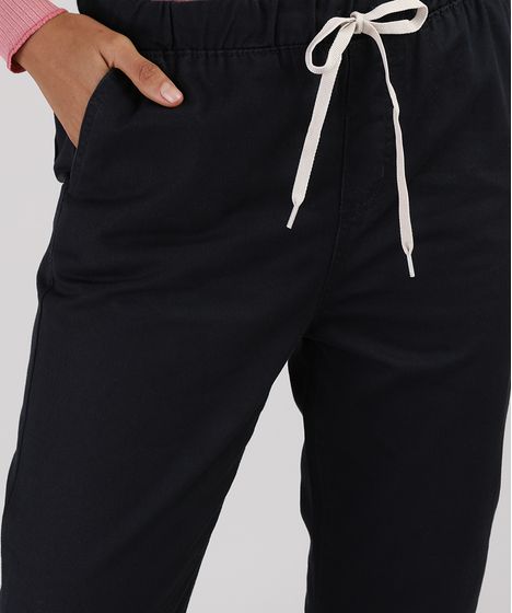 calça jeans preta cintura alta feminina