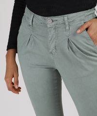 Calca-de-Sarja-Feminina-Sawary-Boyfriend-Cintura-Media-com-Pregas-Verde-9950604-Verde_4
