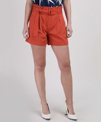 Short-de-Sarja-Feminino-Clochard-Cintura-Alta-com-Cinto-Laranja-9946825-Laranja_1