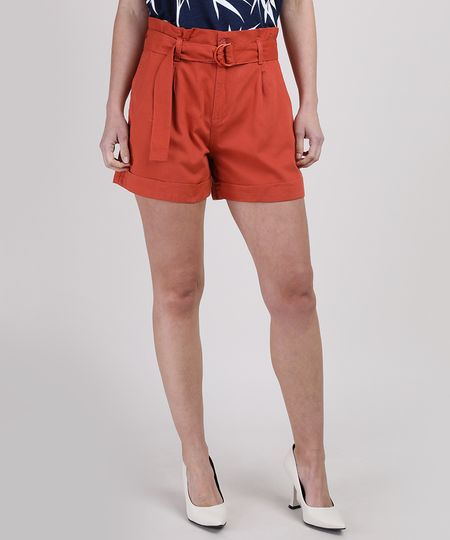 Short-de-Sarja-Feminino-Clochard-Cintura-Alta-com-Cinto-Laranja-9946825-Laranja_1