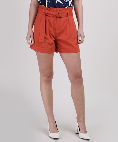 Short-de-Sarja-Feminino-Clochard-Cintura-Alta-com-Cinto-Laranja-9946825-Laranja_1