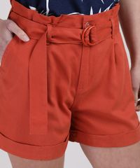 Short-de-Sarja-Feminino-Clochard-Cintura-Alta-com-Cinto-Laranja-9946825-Laranja_4