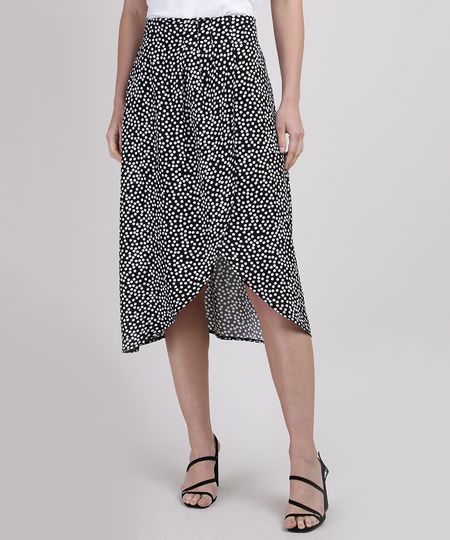 Saia-Feminina-Midi-Mullet-Transpassada-Estampada-de-Poa-Preta-9943552-Preto_1