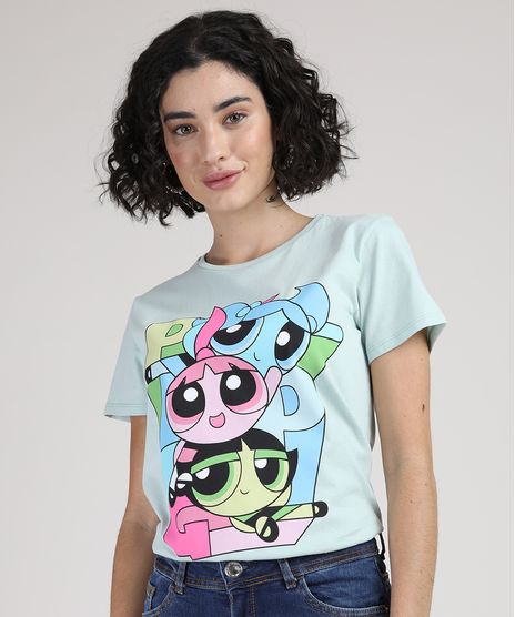 Blusa-Feminina-As-Meninas-Superpoderosas-Manga-Curta-Decote-Redondo-Verde-Claro-9950812-Verde_Claro_1