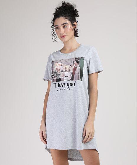 Camisola-Feminina-Casal-Friends-Manga-Curta-Cinza-Mescla-9946687-Cinza_Mescla_1