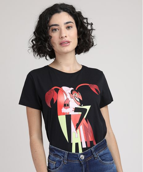 Blusa-Feminina-Ele-As-Meninas-Superpoderosas-Manga-Curta-Decote-Redondo-Preta-9950860-Preto_1
