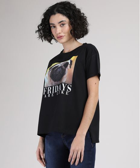 Blusa-Feminina-Ampla-Cachorro-Manga-Curta-Decote-Redondo-Preta-9942670-Preto_1