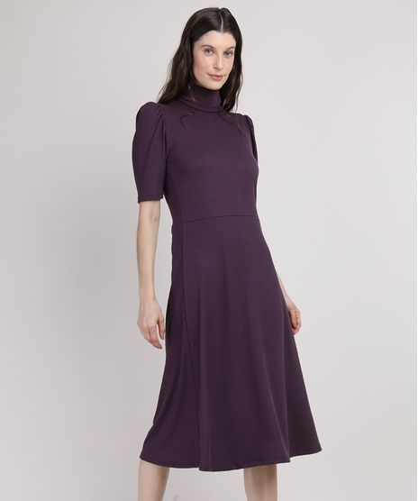 Vestido-Feminino-Mindset-Midi-Canelado-Manga-Bufante-Gola-Role-Roxo-9948969-Roxo_1