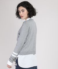 Cardigan-de-Trico-Feminino-com-Listras-Decote-V-Cinza-Mescla-9823176-Cinza_Mescla_2