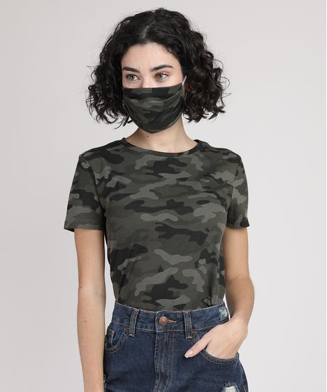 camisa camuflada feminina c&a