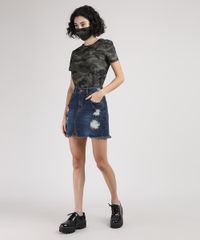 Kit-de-Blusa-Feminina-Estampada-Camuflada-Manga-Curta-Decote-Redondo---Mascara-de-Protecao-Individual-Verde-Militar-9950785-Verde_Militar_3