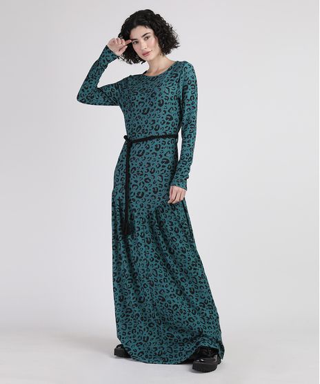 Vestido-Feminino-Longo-Estampado-Animal-Print-Onca-com-Cinto-Corda-Manga-Longa-Verde-9947113-Verde_1