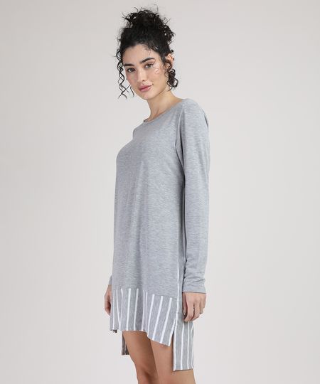 Camisola-Feminina-com-Recorte-Listrado-Manga-Longa-Cinza-Mescla-9946857-Cinza_Mescla_1