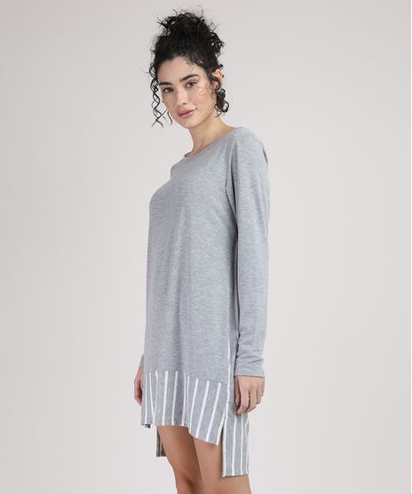 Camisola-Feminina-com-Recorte-Listrado-Manga-Longa-Cinza-Mescla-9946857-Cinza_Mescla_1