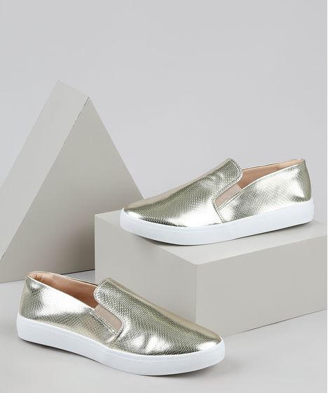 slip on feminino dourado