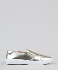 Tenis-Slip-On-Feminino-Via-Uno-Metalizado-Texturizado-de-Cobra--Dourado-9946284-Dourado_2