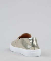 Tenis-Slip-On-Feminino-Via-Uno-Metalizado-Texturizado-de-Cobra--Dourado-9946284-Dourado_4