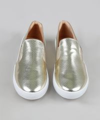 Tenis-Slip-On-Feminino-Via-Uno-Metalizado-Texturizado-de-Cobra--Dourado-9946284-Dourado_5