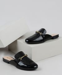 Mule-Feminino-Via-Uno-Bico-Redondo-Texturizado-Croco-Preto-9950939-Preto_1