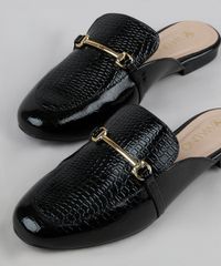 Mule-Feminino-Via-Uno-Bico-Redondo-Texturizado-Croco-Preto-9950939-Preto_3