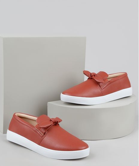 Tenis-Slip-On-Feminino-Via-Uno-com-Laco-Marrom-9946282-Marrom_1