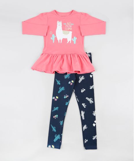 Conjunto-Infantil-de-Blusa-Lhama-Manga-Longa-Rosa---Calca-Legging-Estampada-de-Cactos-Azul-Marinho-9944188-Azul_Marinho_1