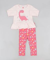 Conjunto-Infantil-de-Blusa-Dinossauro-Manga-Longa-Rosa-Claro---Calca-Legging-Estampada-Floral-Coral-9944843-Coral_1