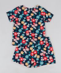 Conjunto-Infantil-de-Blusa-Estampada-Floral-Manga-Curta---Short-Azul-Marinho-9946799-Azul_Marinho_2